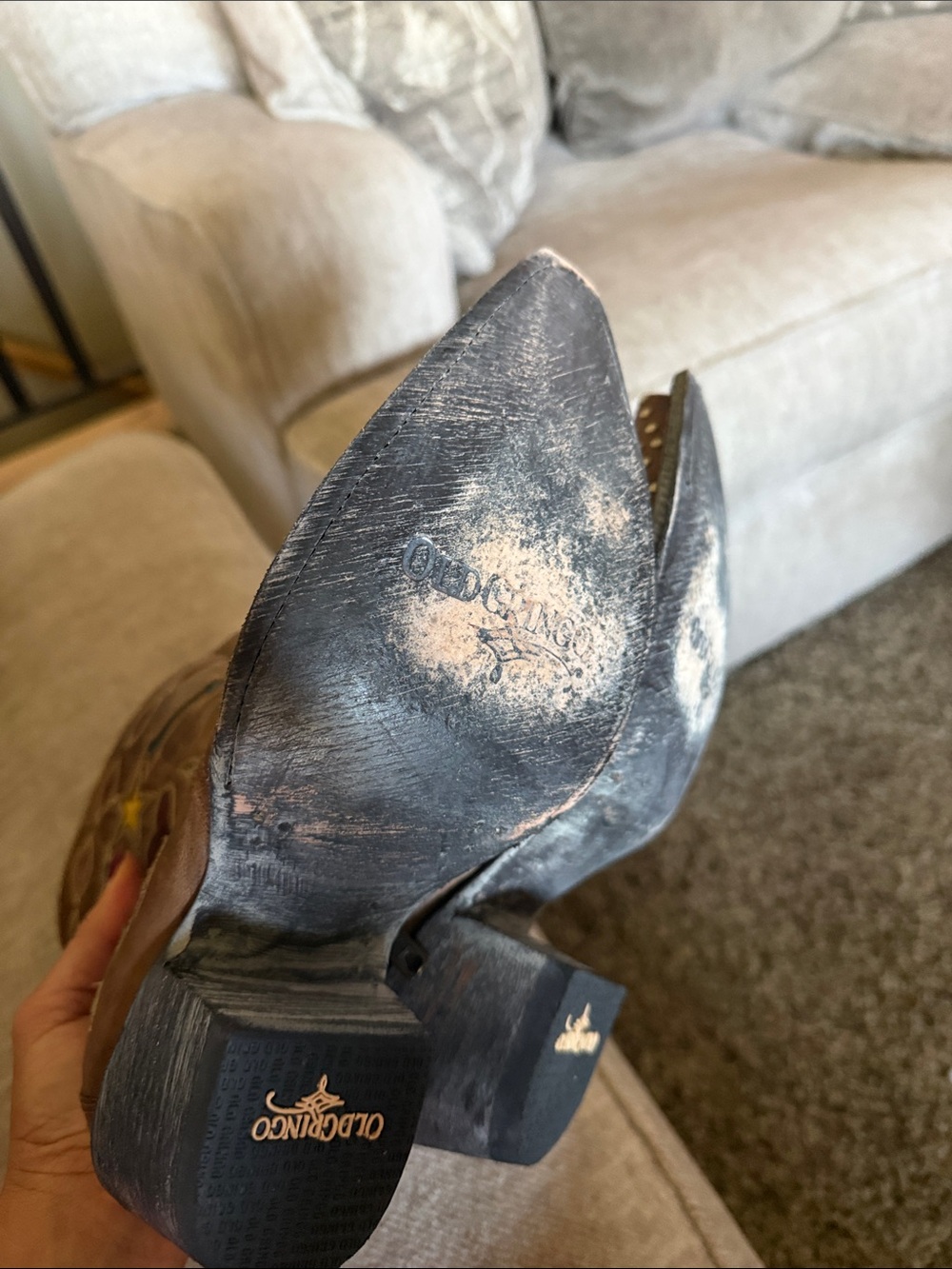 Old Gringo Brown Leather Western Ankle Boots with Colorful Inlay - Picture 8 of 13